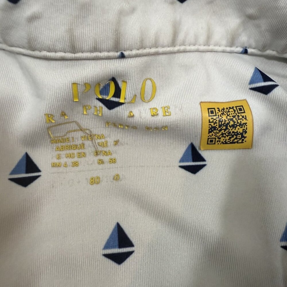 Polo Ralph Lauren Performance Polo All Over Boat Print White Mens Sz XL Golf - Picture 3 of 5